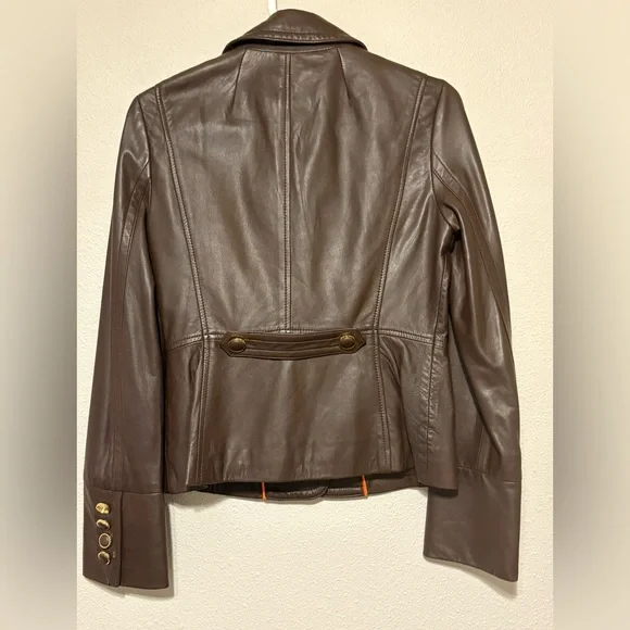 Tory Burch Dark Brown Leather Jacket - Picture 4 of 11